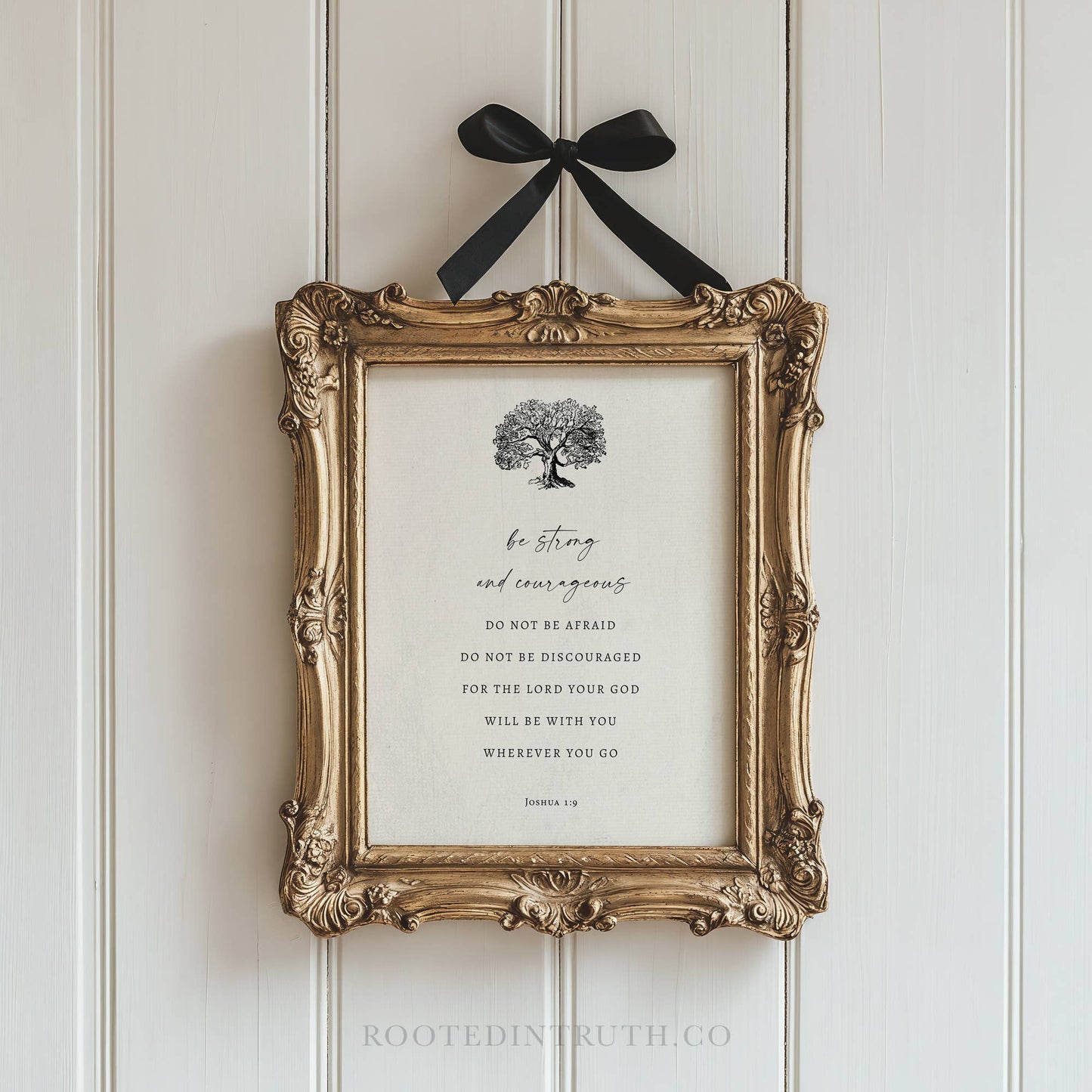 Arraigado en la Verdad - Fuerte y Valiente - Lámina para Enmarcar, Regalo Cristiano, Decoración para Pared