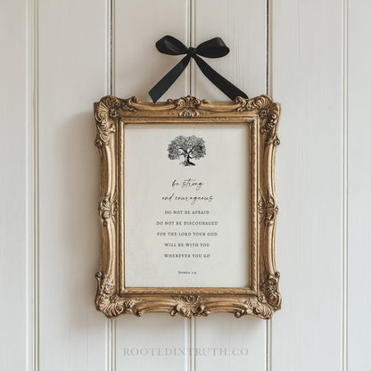 Arraigado en la Verdad - Fuerte y Valiente - Lámina para Enmarcar, Regalo Cristiano, Decoración para Pared
