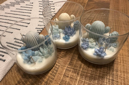 The Succulent Scented 3 Wick Cactus Candle Jar