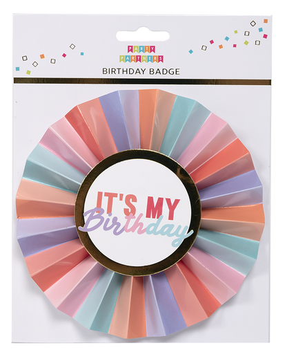 Pastel It's My Birthday Paper Badge