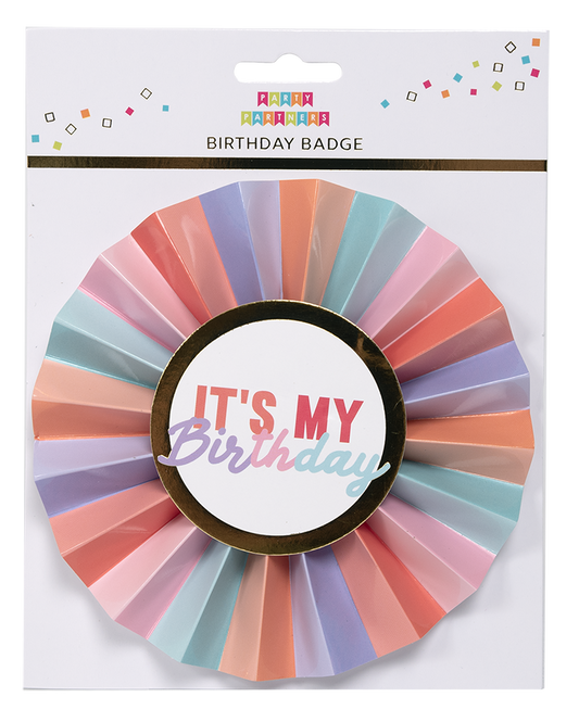 Pastel It's My Birthday Paper Badge
