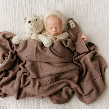 Swaddle Receiving Baby Blanket: Pointelle  Mocha