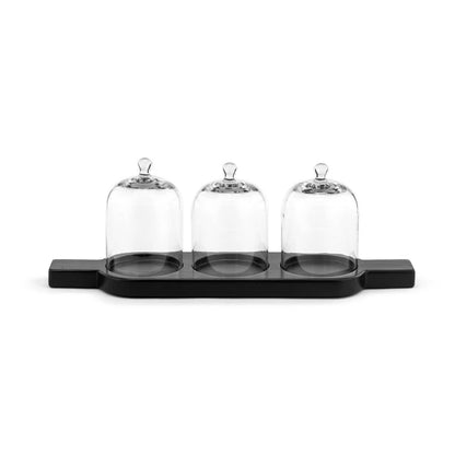 Ebony Wood Tray w/Cloches