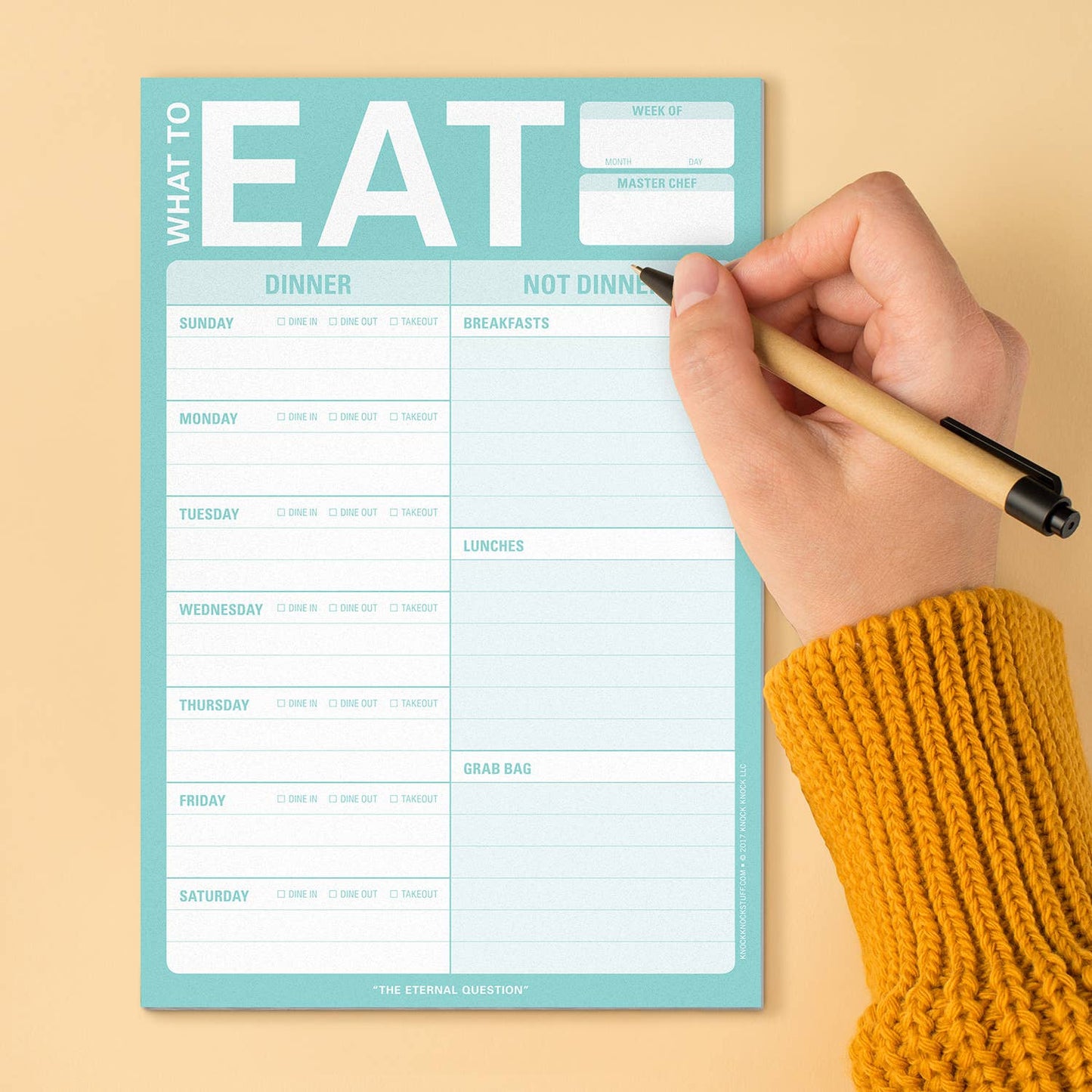 Bloc de notas con imán "Qué comer" (verde menta)