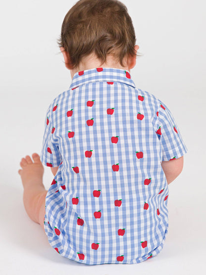 Baby Boys Apple Orchard Classic Gingham Button-Up Romper
