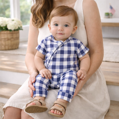 Picnic Plaid Bamboo Baby Zipper Romper