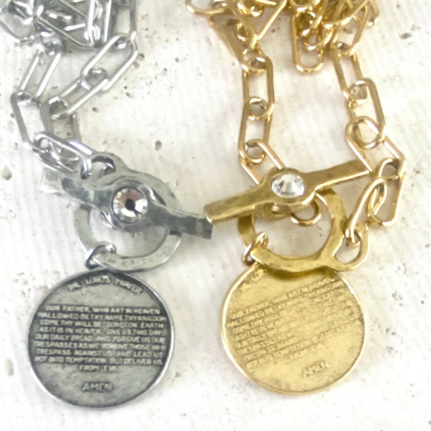 Lord’s Prayer religious medallion non tarnishing jewelry 