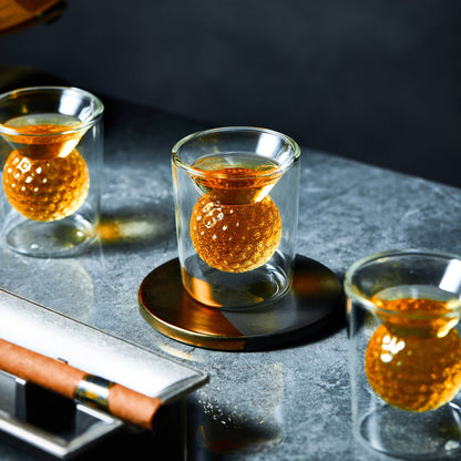 CRAFTGEN - Golf Ball Whiskey Shot Glasses Set of 4 - Golf Gifts for Men