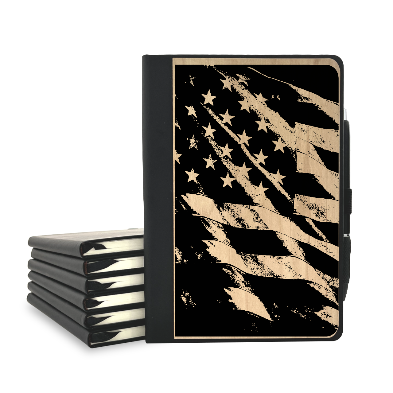 US Flag - Wood Cover Journal