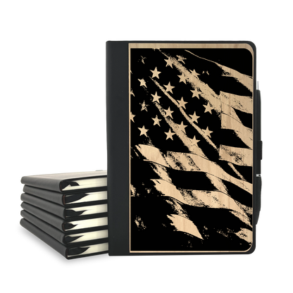 US Flag - Wood Cover Journal