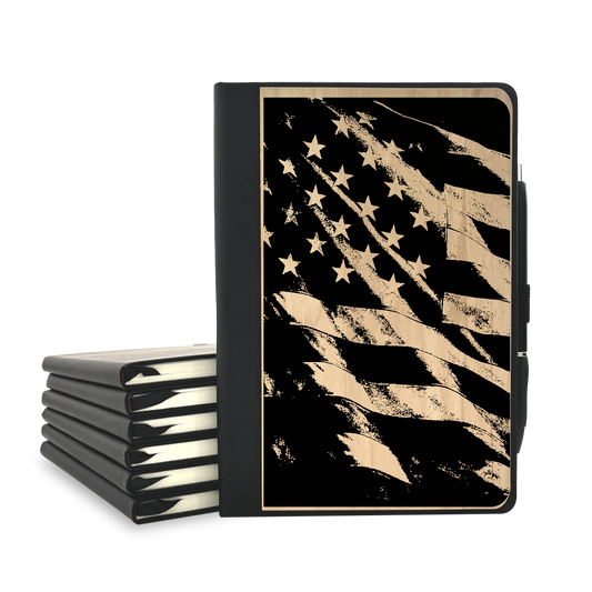 US Flag - Wood Cover Journal