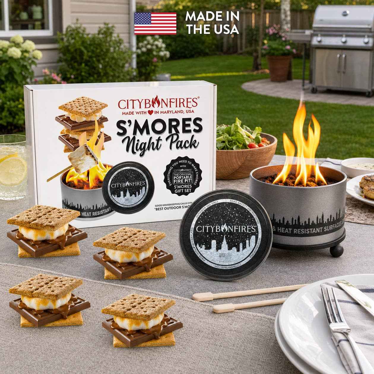 S'mores Night Pack – City Bonfires Portable Fire Pit Kit Set