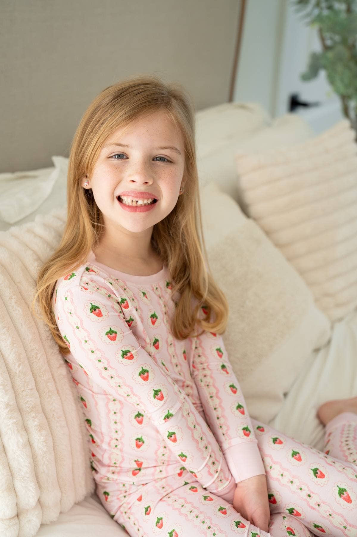 Strawberry Stripe | Two-Piece Kids Bamboo Pajama Set