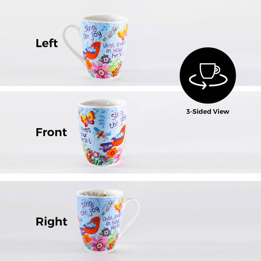 Divinity Boutique - Sing Joy Bird, Psalm 66: 2 Ceramic Curvy Mug