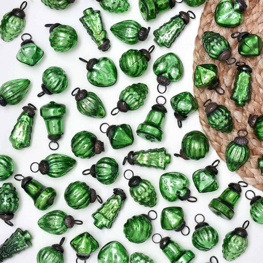 Glass Green Christmas Ornaments - Set of 25