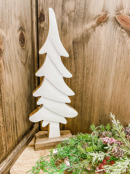 Wooden Tree w/ White Enamel 5x2x12in