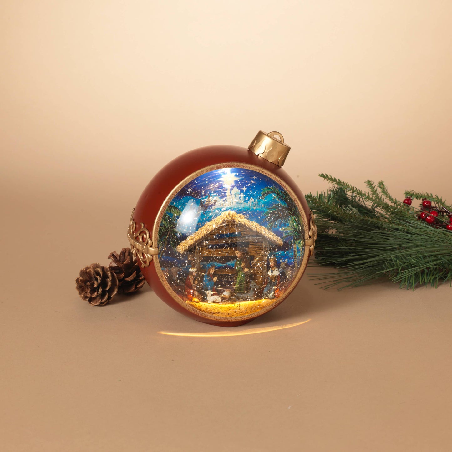 7.75"H B/O Lighted Musical Spinning Water Globe