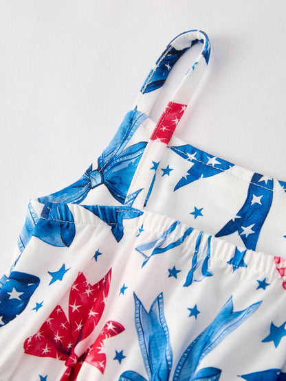 4th of july Bow Print Jumpsuit: 2