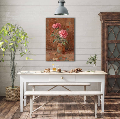Rustic Pink Carnations Canvas Wall Art Floral Decor