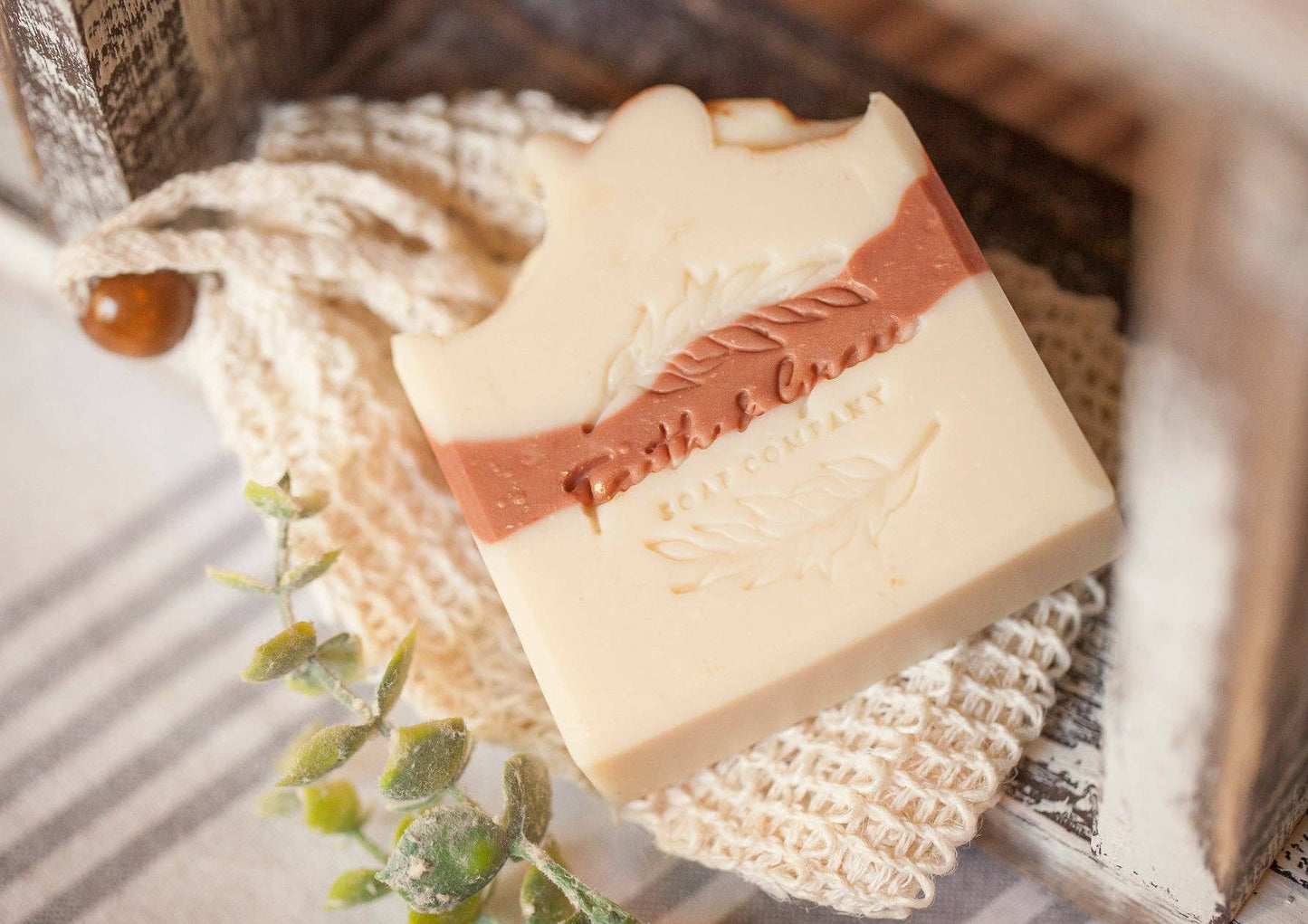 Drawstring Soap Bag, Natural Sisal, Wooden Bead