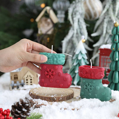 Velas Meta - Vela perfumada decorativa hecha a mano con forma de calcetín navideño