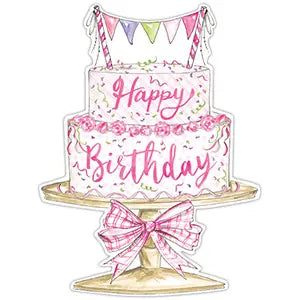 Happy Birthday Cake with Pink Bow, Confetti Die cut Placemat