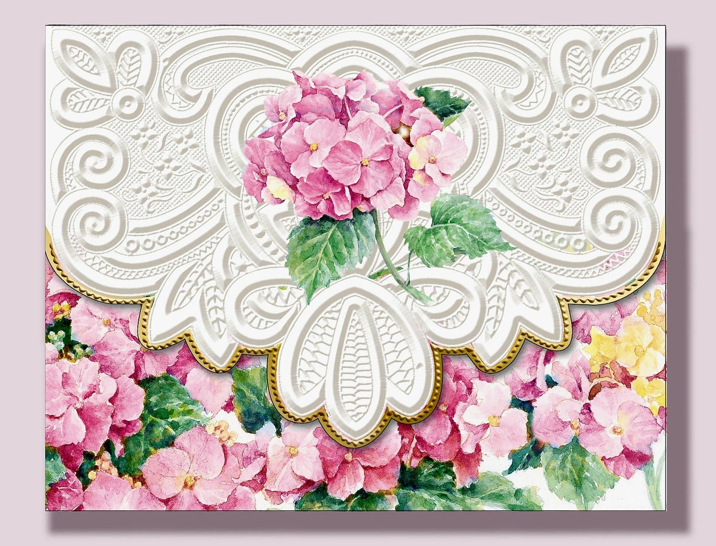 Pink Hydrangea Embossed Notecard Set
