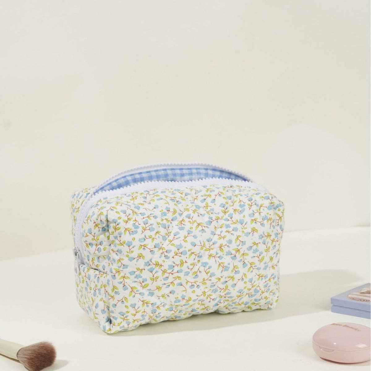 Dipped Shop - Floral Quilted Large Capacity Cotton Cosmetic Bag DPB0115