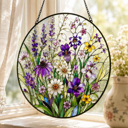Wildflower Suncatcher, Stained Glass Style Window Hanging