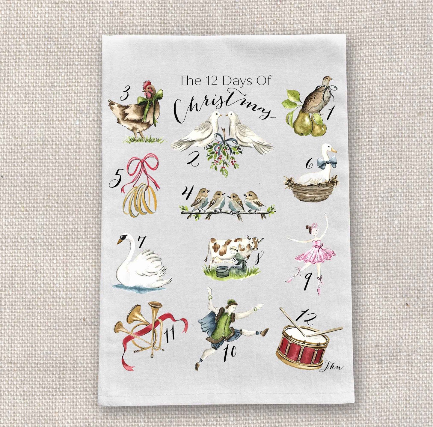 Tea Towel - 12 Days of Christmas