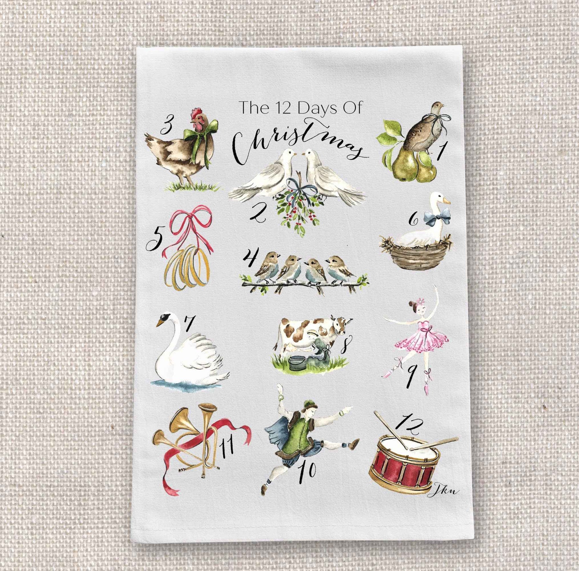 Tea Towel - 12 Days of Christmas