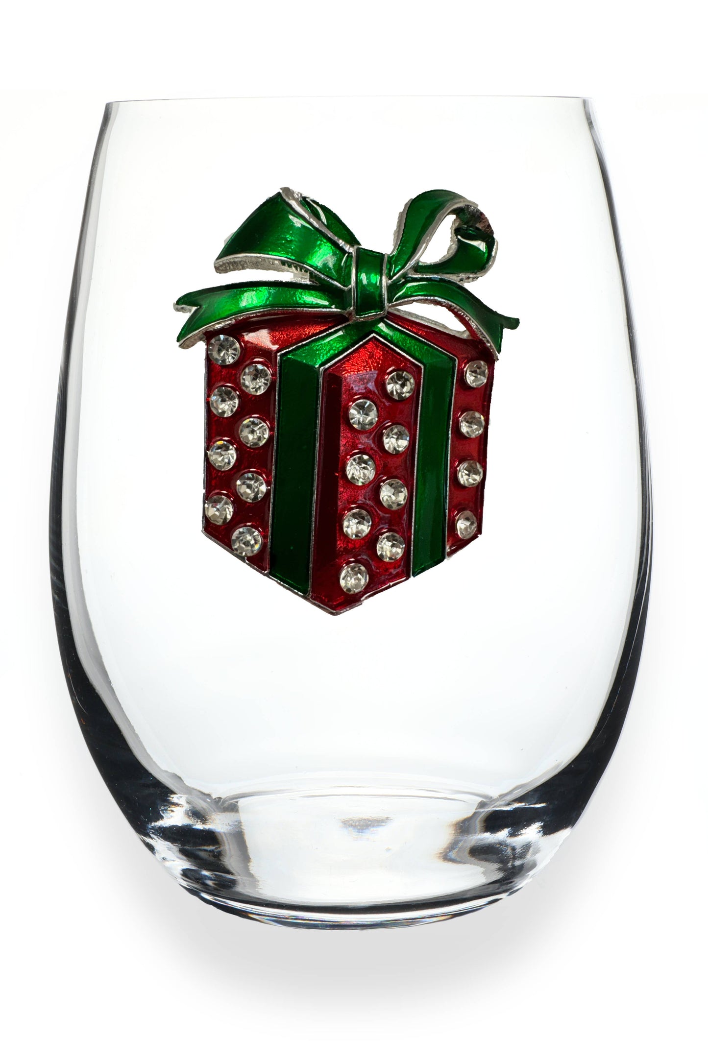 Present Holiday Jeweled Stemless Wine Glass