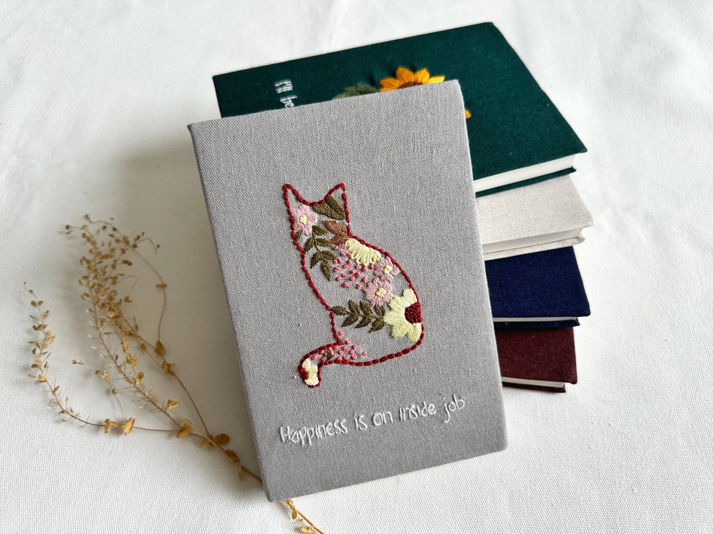 Handmade Journal with Cute Embroidery & Inspirational Quote, Collection Rory