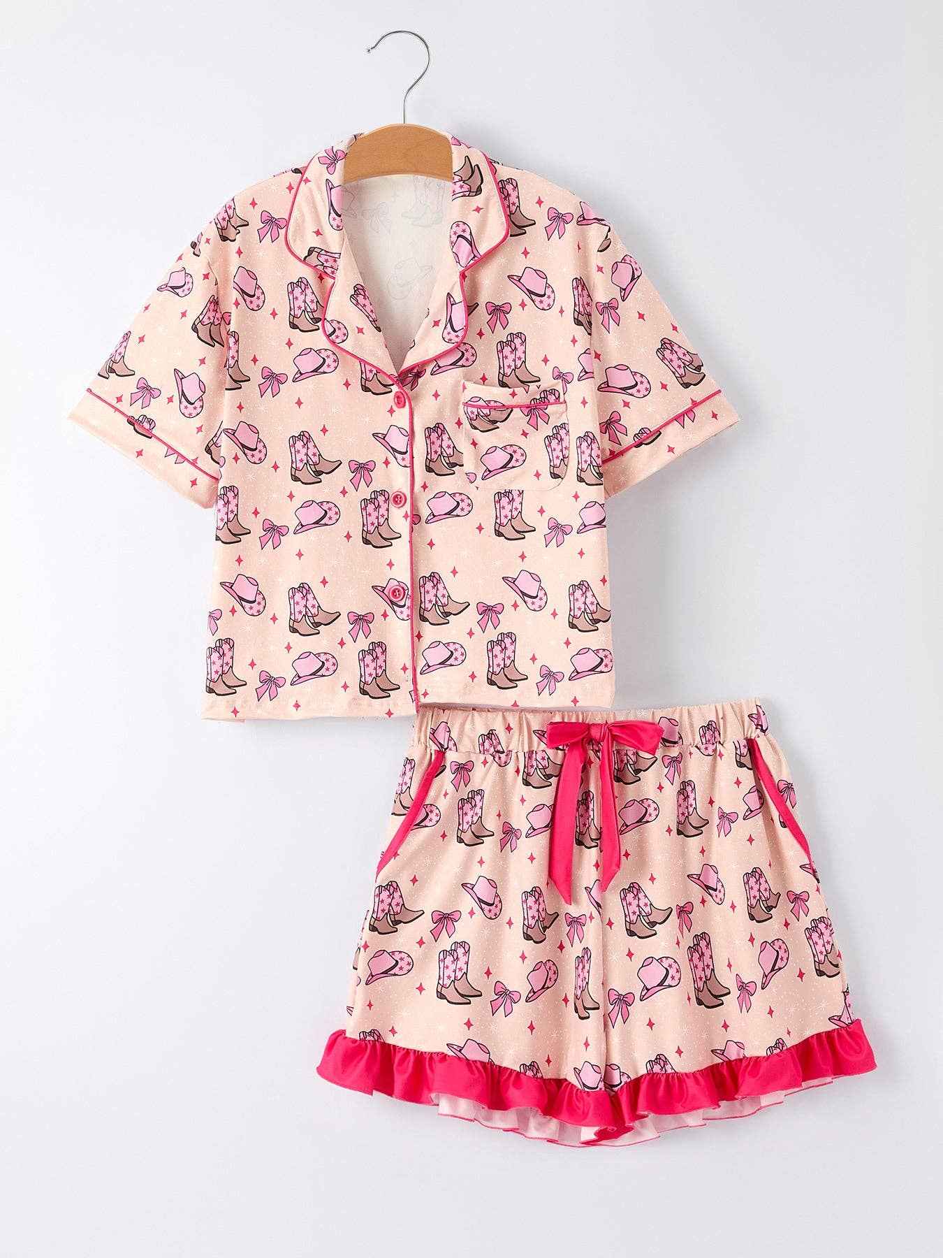 Mommy & Me Western Print Ruffle Pajama Set: 4 / KIDS