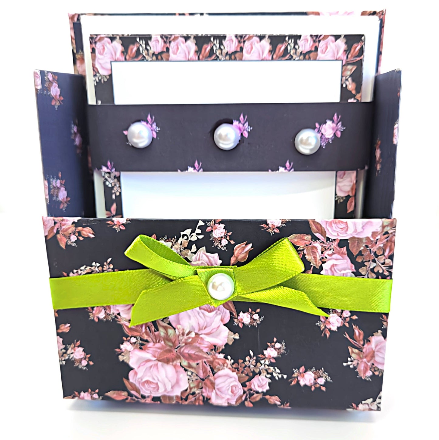 42-Pc Stationery Gift Box Set w/Desk Organizer, Pink & Black