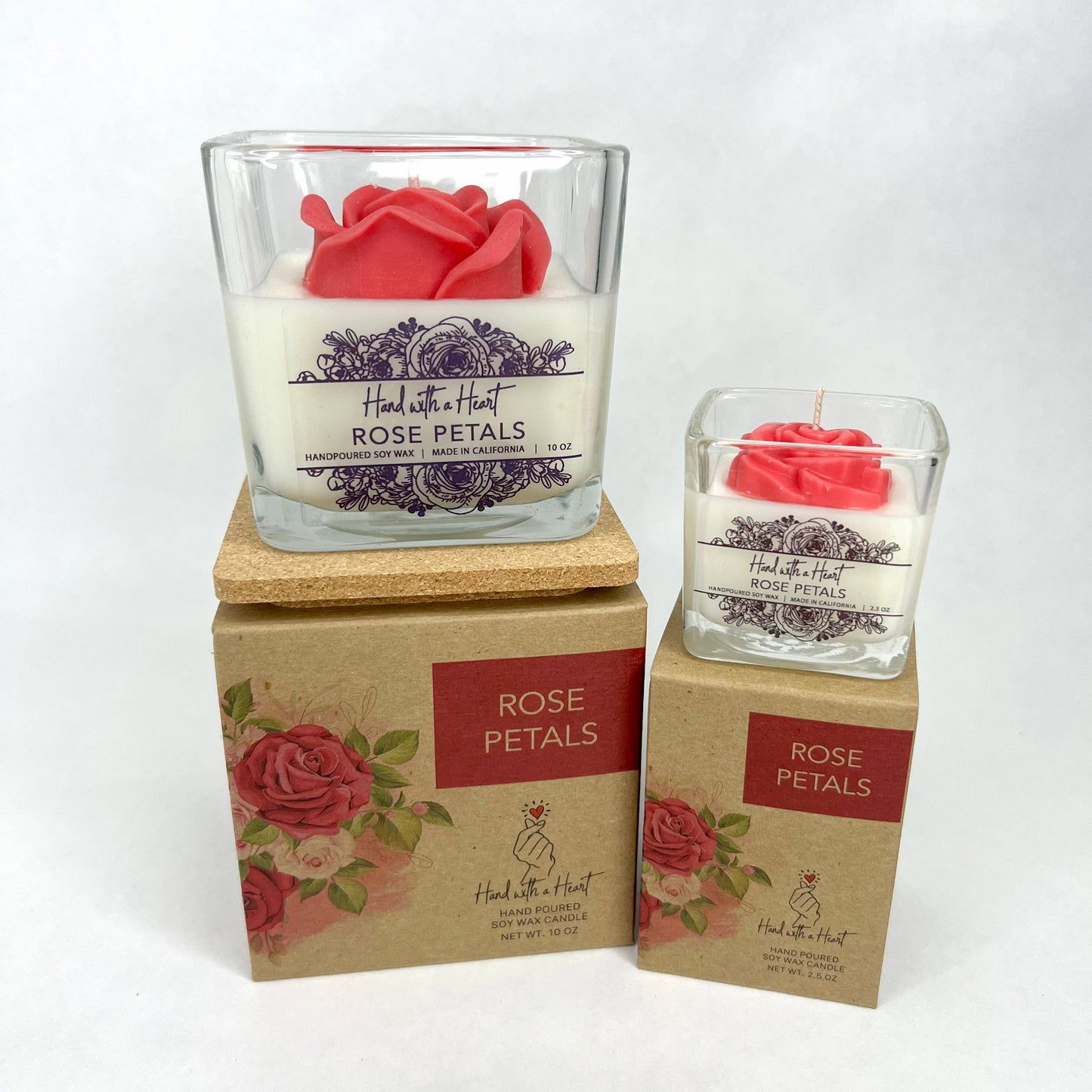 Vela de cera de soja con pétalos de rosa
