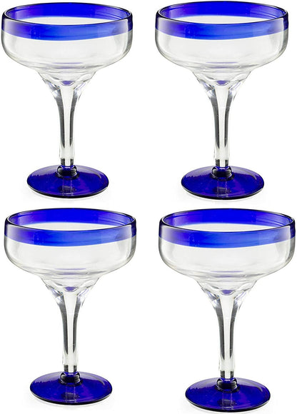 Mexican Hand Blown Margarita Glasses – Set of 4