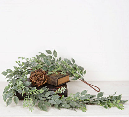 4ft Garland-Flocked Ficus and Boxwood Leaves