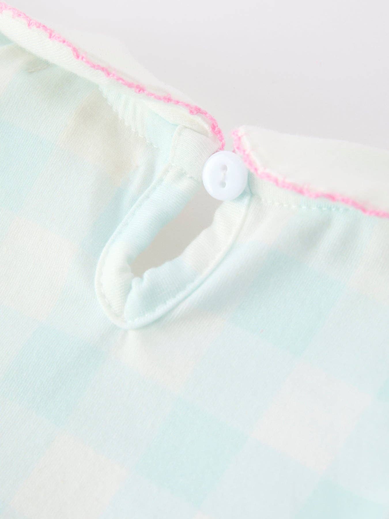 Plaid Bow Girls Romper Smocked Petals Collar Puff Sleeve