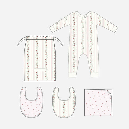 Layette Set Strawberry Pink Rose Newborn Baby Shower Gift: Pink / NB