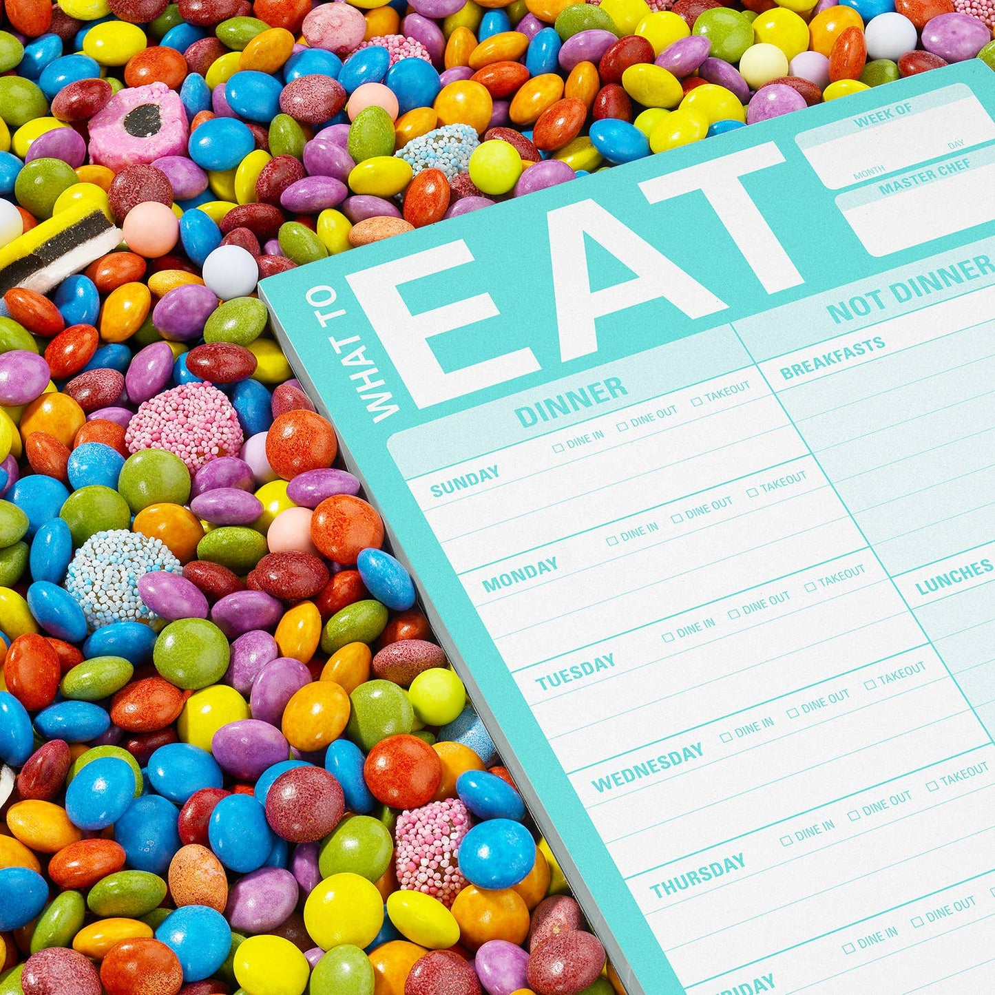 Bloc de notas con imán "Qué comer" (verde menta)