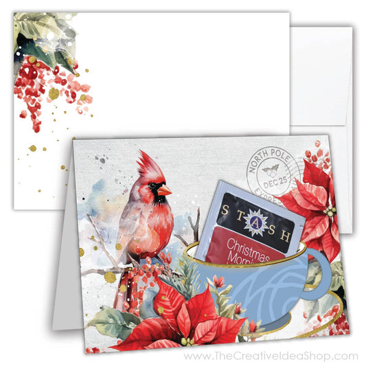 TEA Greeting Card w. REAL TEA BAG - Holidays Christmas