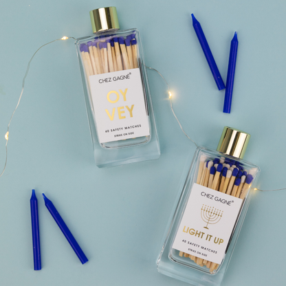 Light It Up - Hanukkah - Holiday Glass Bottle Safety Matches