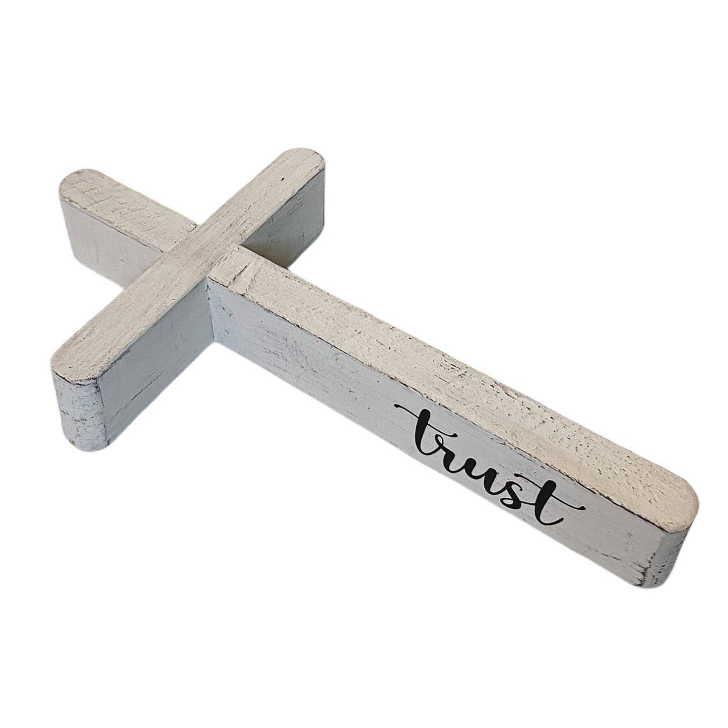 Tabletop Cross – Trust (White Finish)