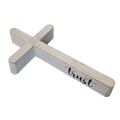 Tabletop Cross – Trust (White Finish)