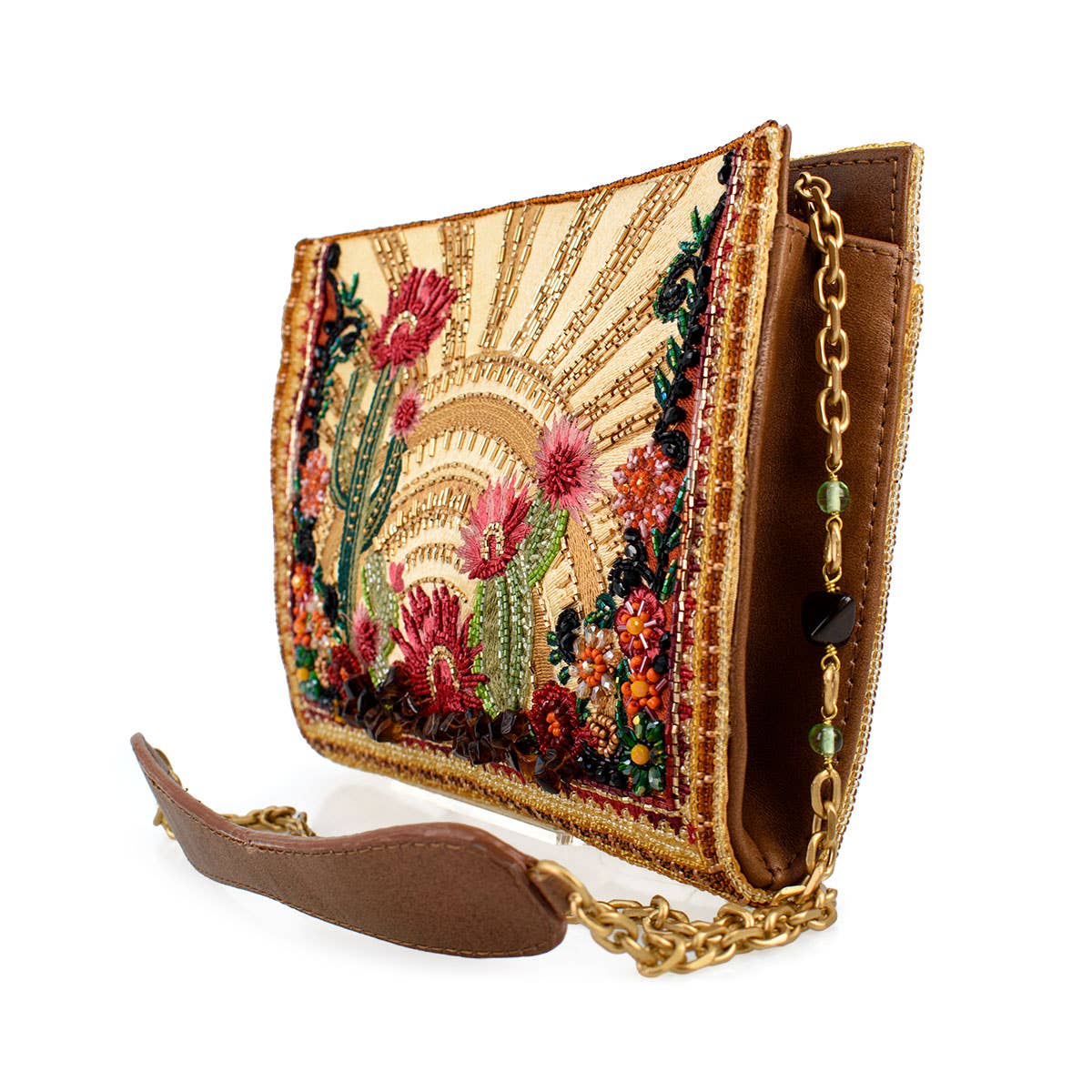 Mary Frances Accessories - Desert Sunrise Beaded Cactus and Floral Crossbody Handbag