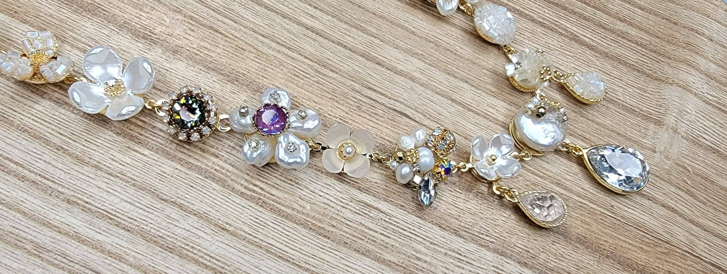 Handmade Necklace-Pearl and Crystal Beads