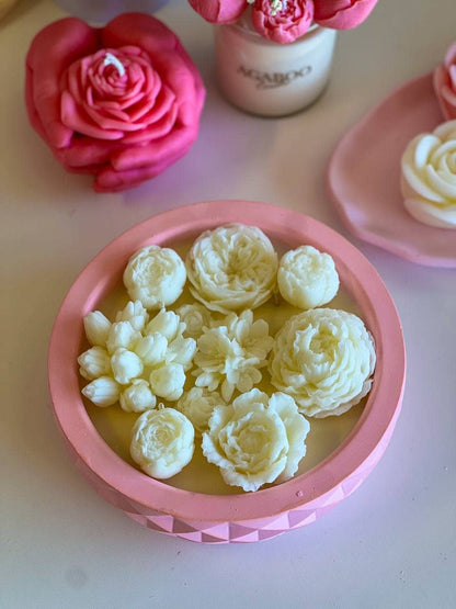 Huge Botanical Candle in Gypsum Vessel 2 1/4x8in