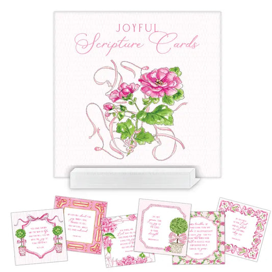 Joy Pink Floral & Topiaries Scripture Cards Acrylic Stand