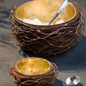 Gold Leafed Metal Birds Nest: Small